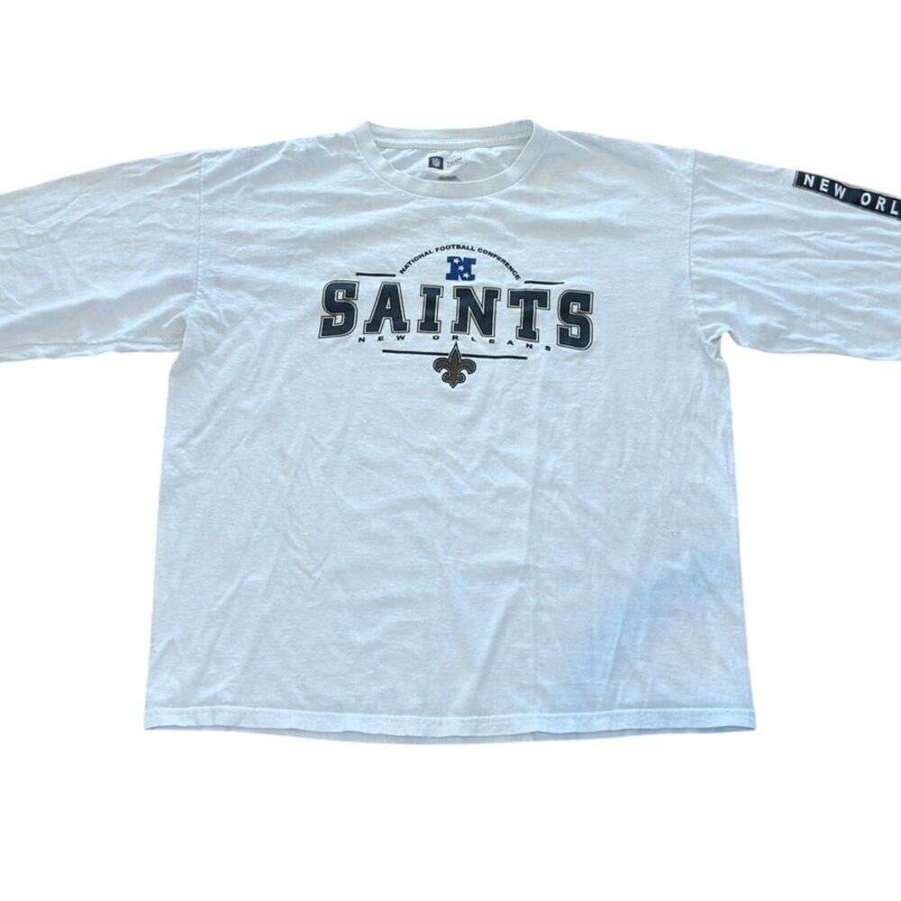 Vintage New Orleans Saints NFC Long Sleeve T-Shirt White Medium NFL